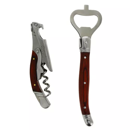 French Home Laguiole Pakkawod Bottle Opener Bar and Corkscrew Set
