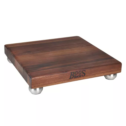 John Boos Walnut Edge-Grain Serving Board w/ Feet, 12" x 12" x 1.5"