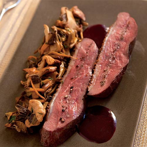 Roast Duck and Mushroom Fricassee with Black Currant Sauce