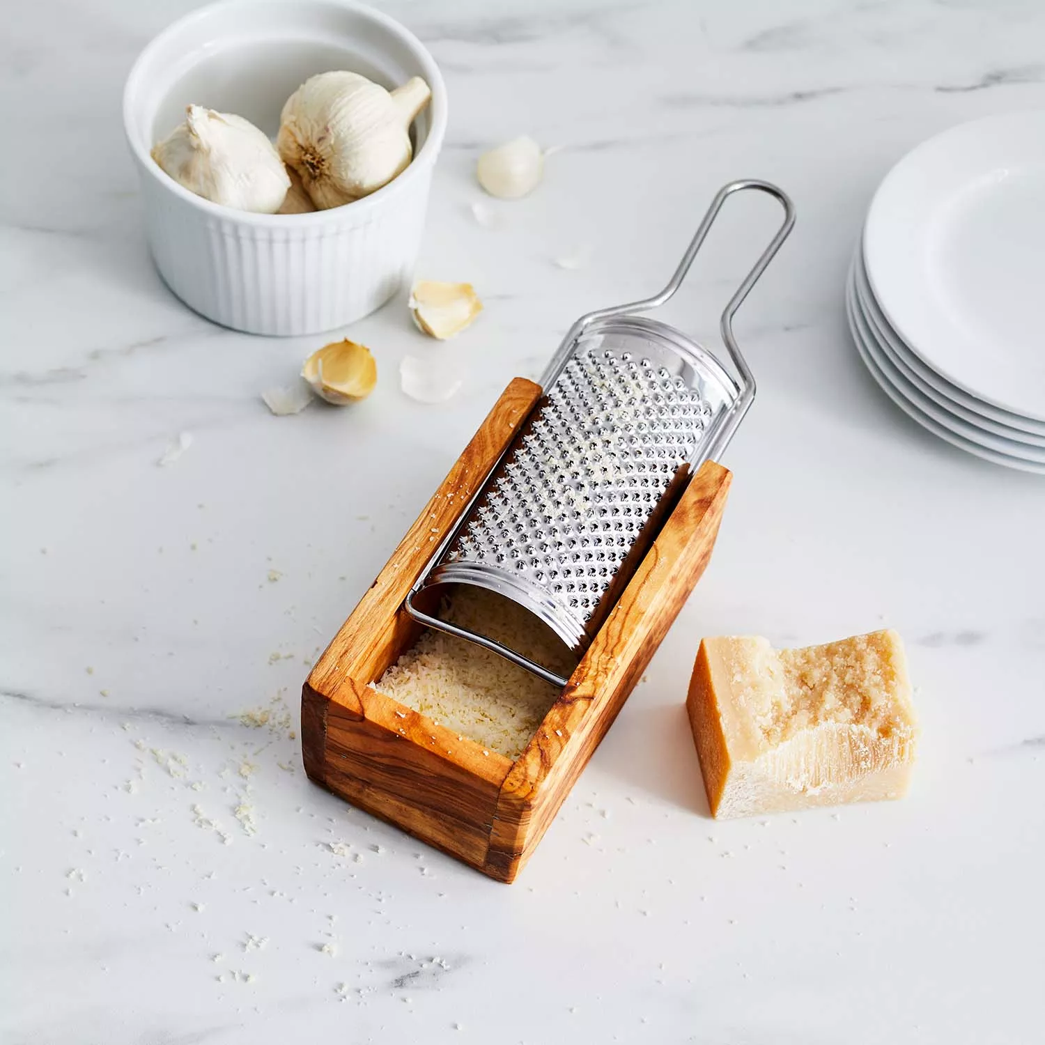 Italian Round Steel Cheese Grater Box for Parmesan Cheese. 
