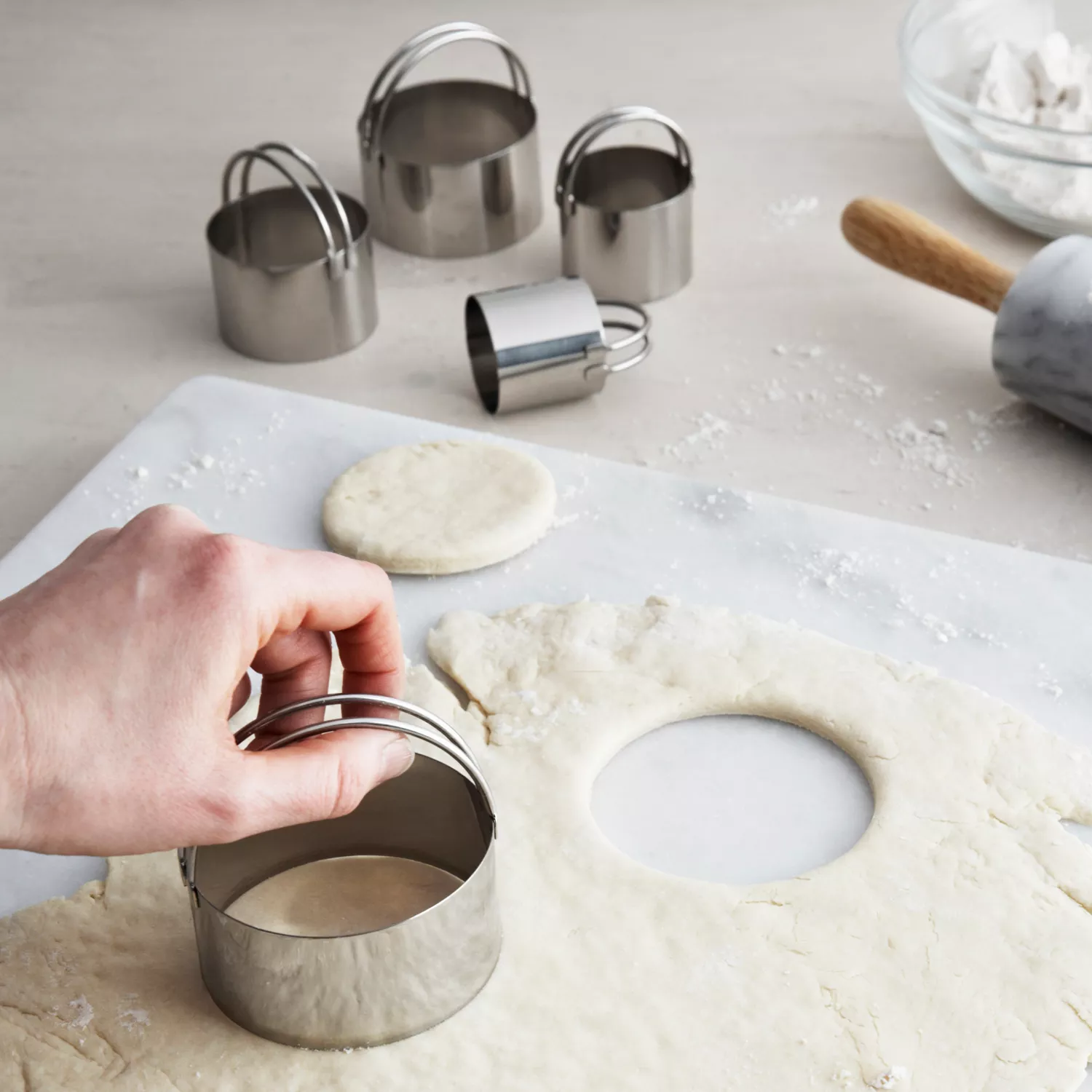 Sur La Table Stainless Steel Round Biscuit Cutters, Set of 5