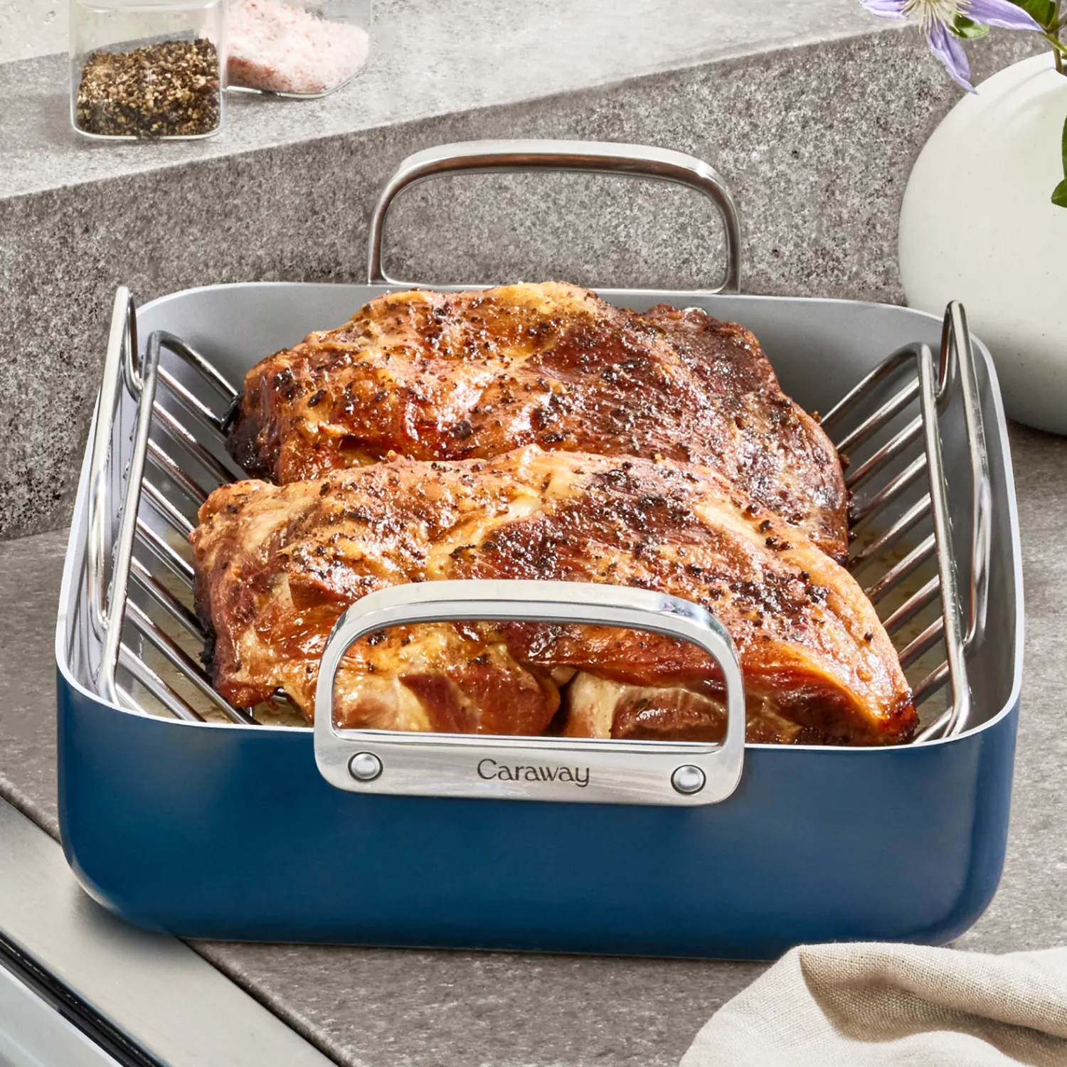 Caraway Ceramic Nonstick Roasting Pan with Rack, 16"x13"