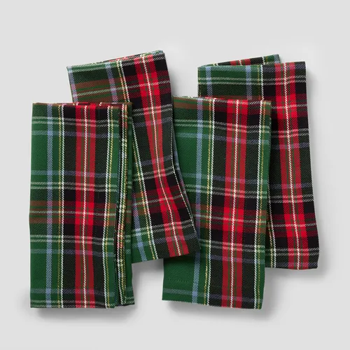 Sur la table Green Plaid Napkins, Set of 4