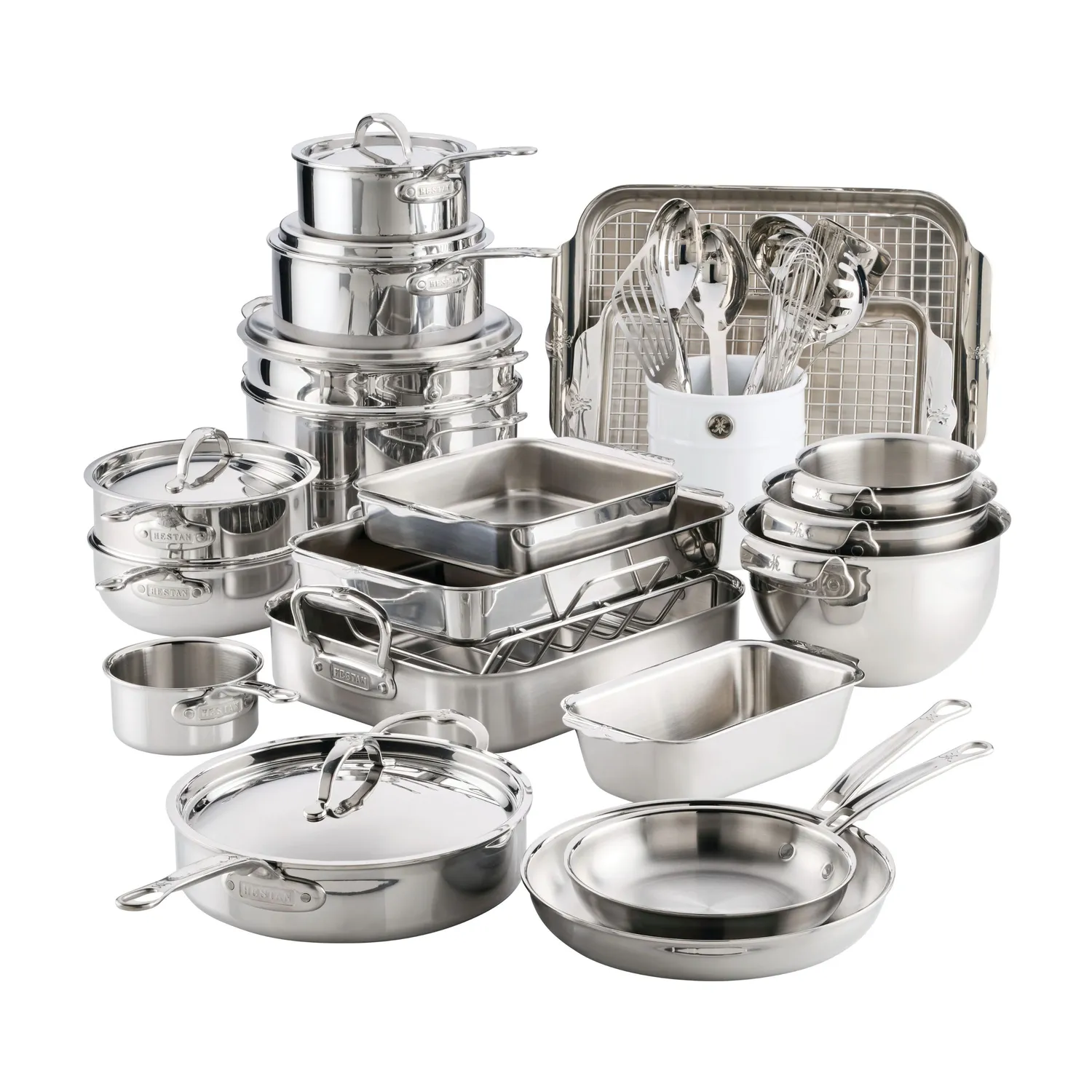Hestan ProBond Luxe Provisions Stainless Steel 34-Piece Cookware Set