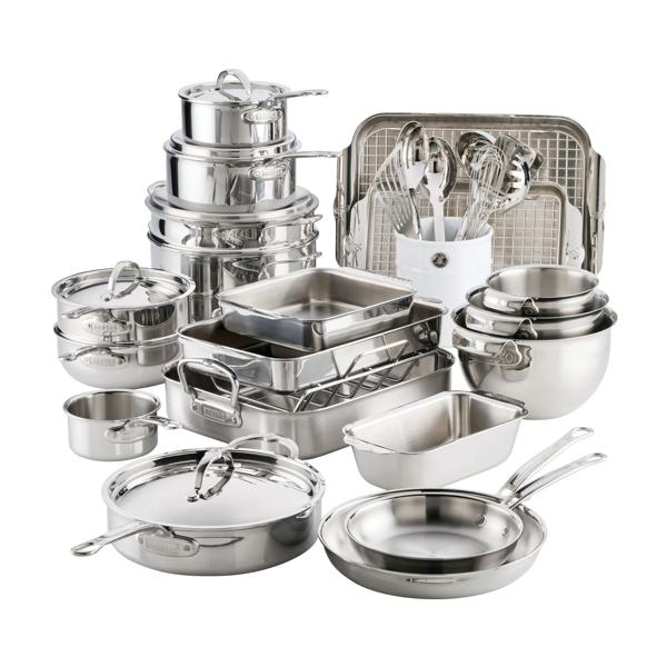 Hestan ProBond Luxe Provisions Stainless Steel 34-Piece Cookware Set