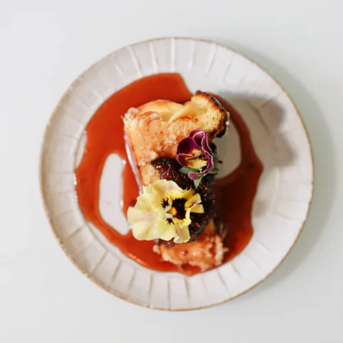 Basque Cheesecake with Port Poached Figs