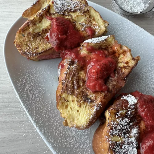 Strawberry Rhubarb Stuffed French Toast