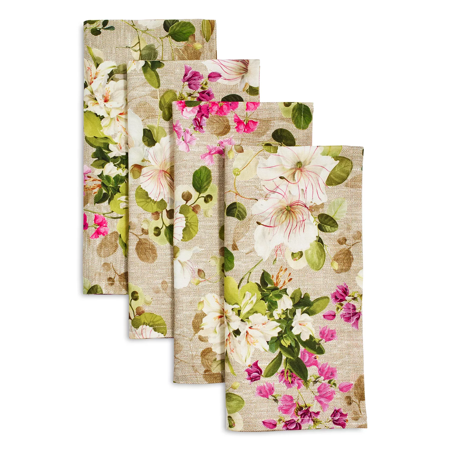 Sur La Table Grey &#38; Purple Floral Napkins, Set of 4