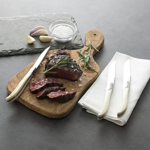 French Home Laguiole Connoisseur Steak Knives with Faux Ivory Handles, Set of 4