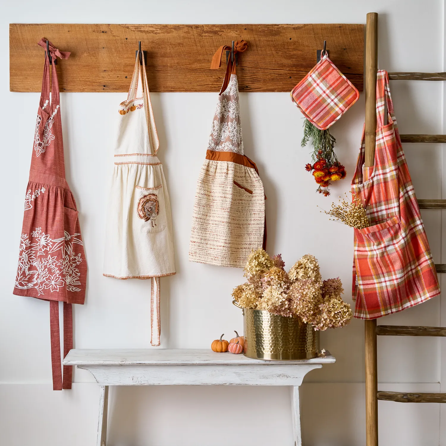 Sur La Table Orange Plaid Smock Apron