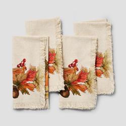 Sur La Table Thanksgiving Pumpkin Napkins Set of 4
