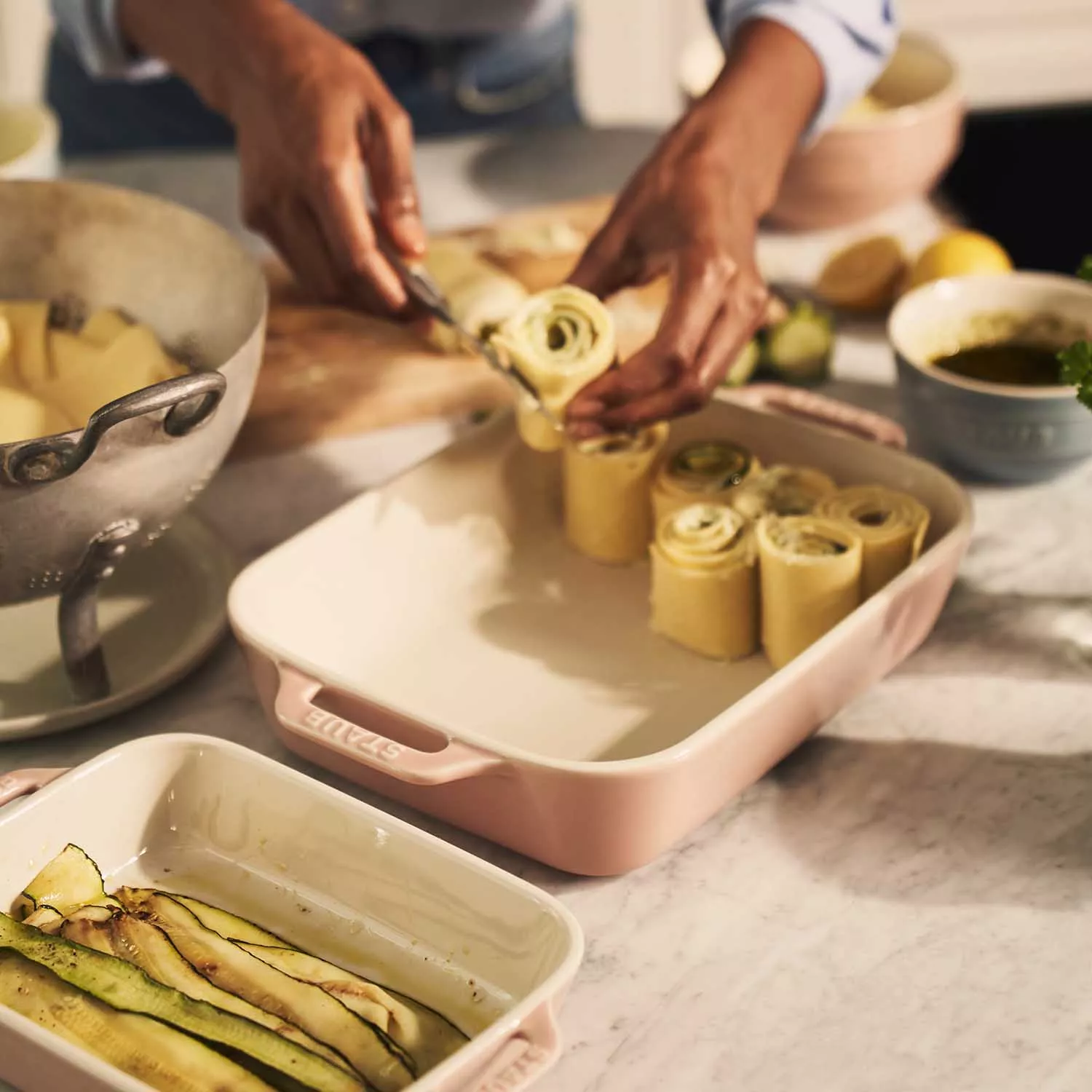 Staub Pastel Macaron Stoneware Rectangular Bakers, Set of 2