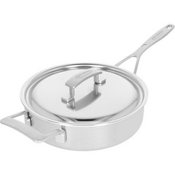Demeyere Industry5 Stainless Steel Sauté Pan With Helper Handle & Lid Pasta Puttanesca in Stainless Steel Saute Pan