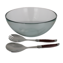 French Home Urban Salad Bowl & Rosewood Laguiole Servers, Set of 3