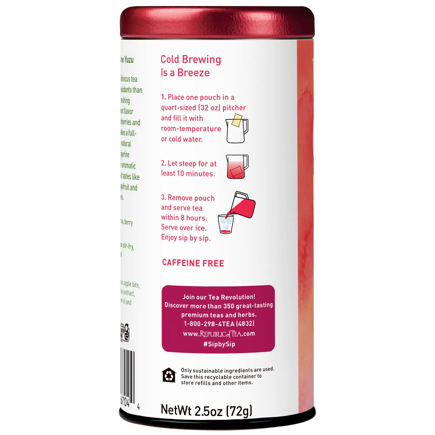 The Republic of Tea Cold Brew Hibiscus Tangerine Yuzu Iced Tea 