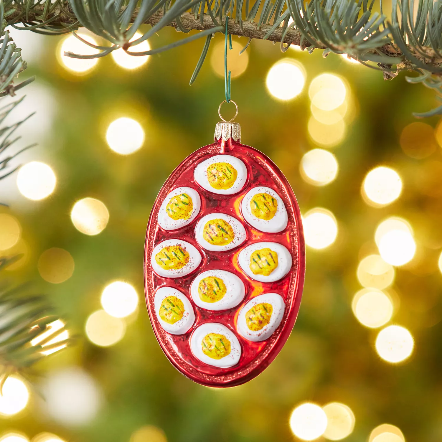 Sur La Table Deviled Egg Glass Ornament, 4"
