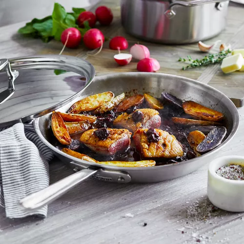 All-Clad D5 Brushed Stainless Steel Skillets w/ Lid