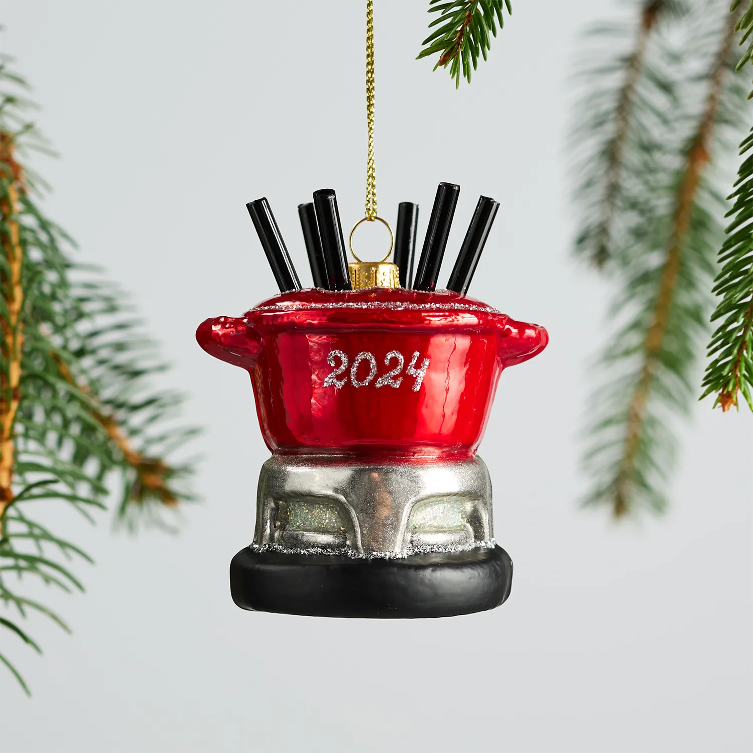 Sur La Table 2024 Fondue Glass Ornament, 3.1"