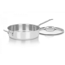 Chef&#8217;s Classic Stainless Steel Saut&#233; Pan with Lid, 5.5 Quart