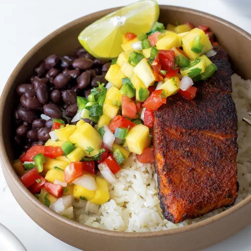 Blackened Salmon Bowls with Mango Salsa