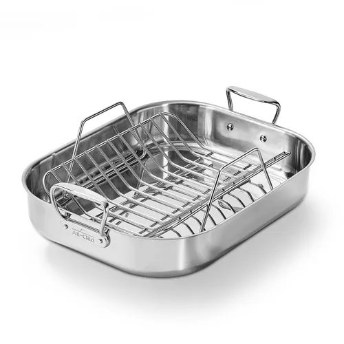 All-Clad Specialty Cookware Stainless Steel Roaster With Rack, 14"x18"