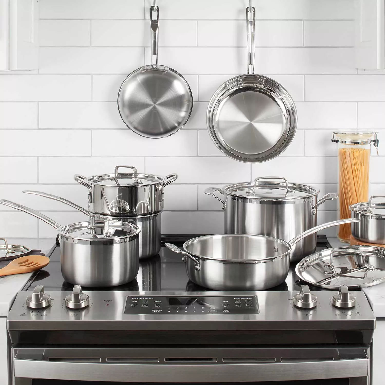 Sur La Table Classic 5-Ply Stainless Steel 10-Piece Cookware Set, Silver