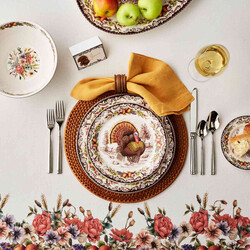 Sur La Table Thanksgiving Floral Border Tablecloth