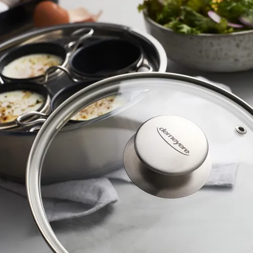Demeyere Resto3 Stainless Steel Ceramic Nonstick 4-Cup Egg Poacher Set