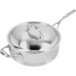Demeyere Atlantis7 Stainless Steel Sauté Pan with Helper Handle and Lid This beautiful, very heavy saute pan is just as advertised and works well with fish and seafood as well as one-dish dinners