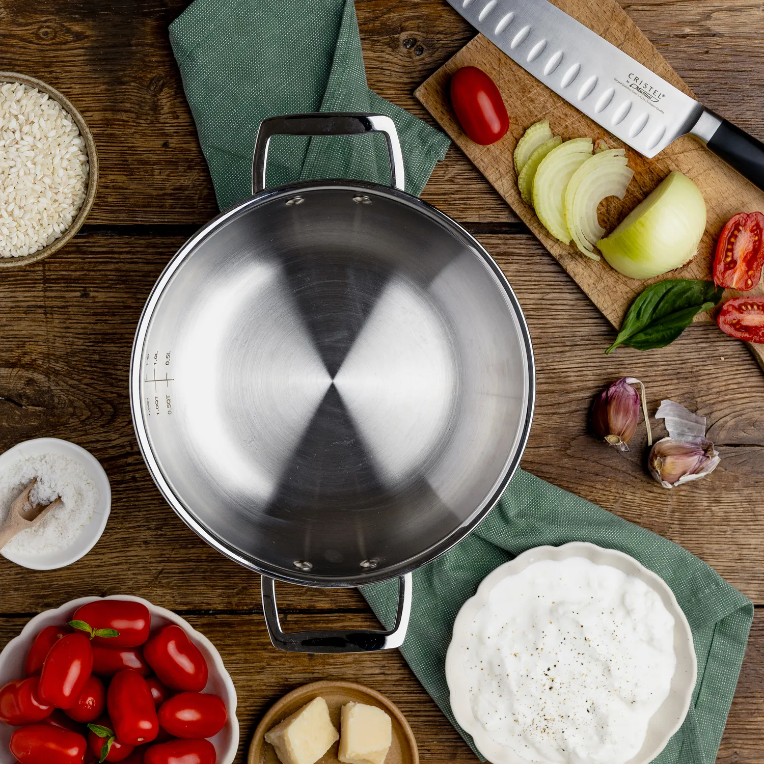 Cristel Castel'Pro Ultraply 5-Ply Stainless Steel Double Handle Deep Skillet
