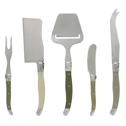 French Home 5-Piece Laguiole Cheese Knife, Fork and Slicer Set