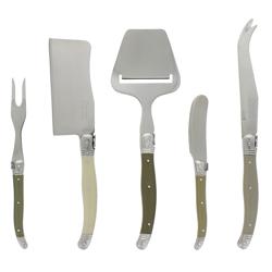 French Home 5-Piece Laguiole Cheese Knife, Fork and Slicer Set Love