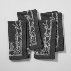 Sur La Table Halloween Jacquard Skeleton Napkins, Set of 4