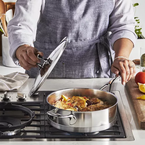 Demeyere Atlantis7 Stainless Steel Sauté Pan with Helper Handle and Lid