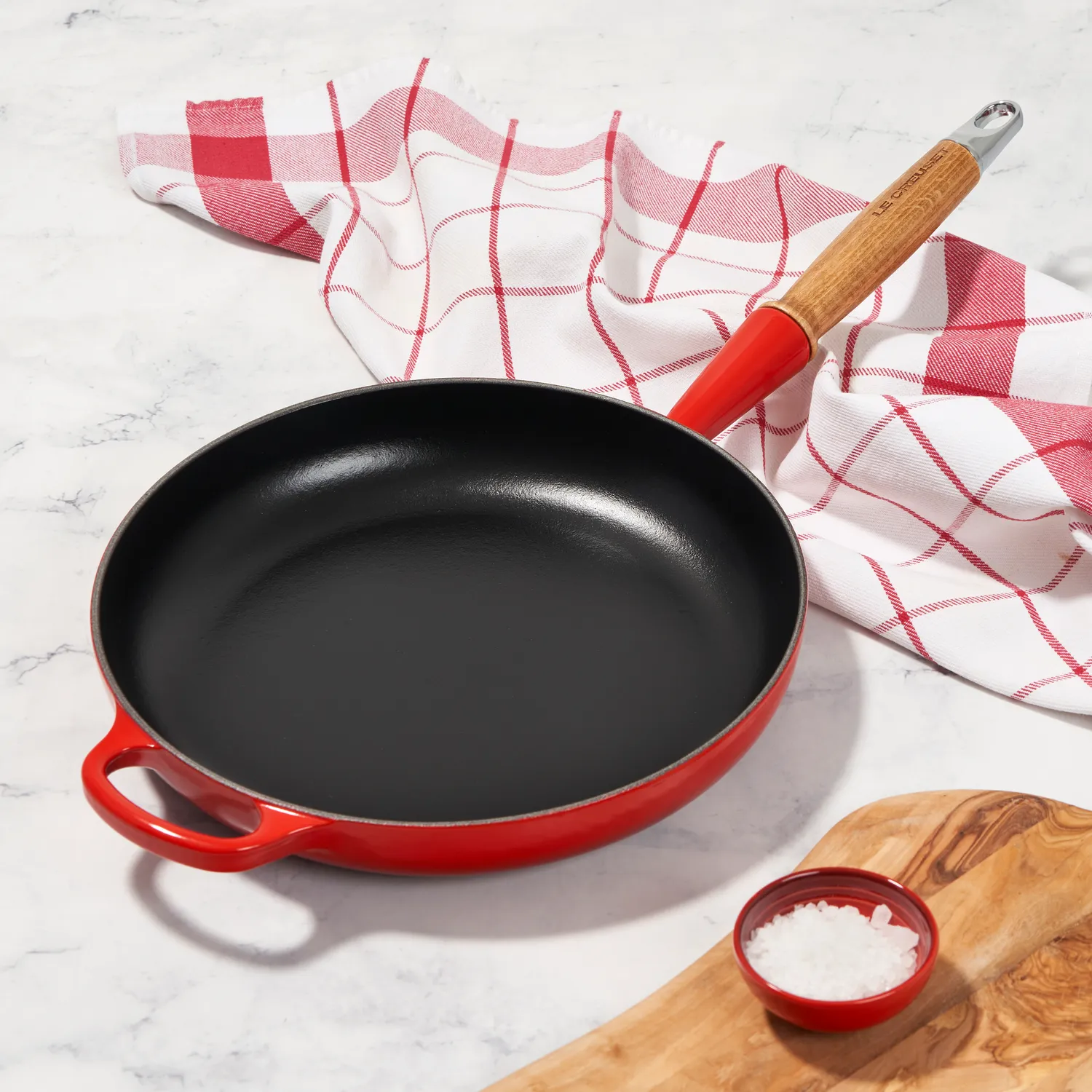 Le Creuset Enameled Cast Iron Alpine Wood Handled Skillet, 10.25"