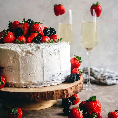 Strawberry Cake with Champagne Buttercream