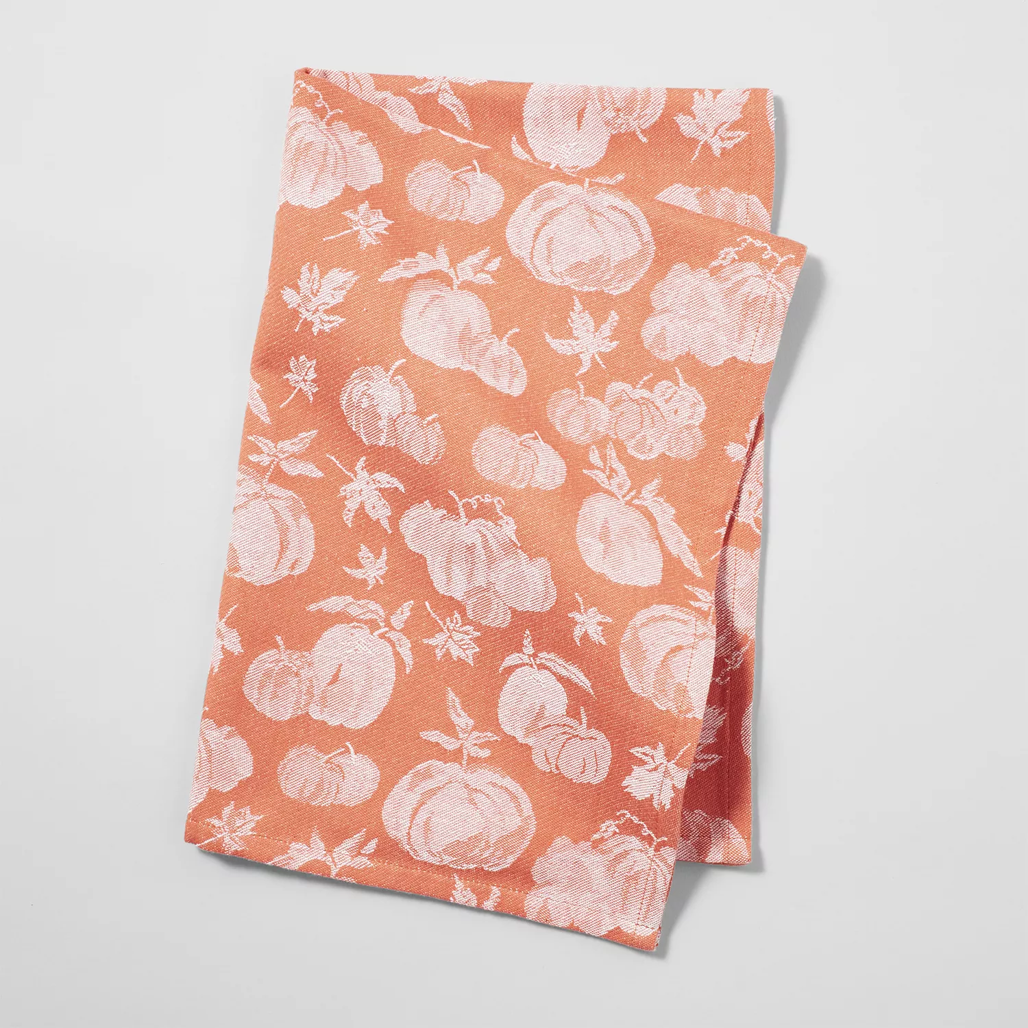 Heather Lee Chan Kitchen Towel Set of 4 Orange Fall Pumpkins Floral Cotton  18x28