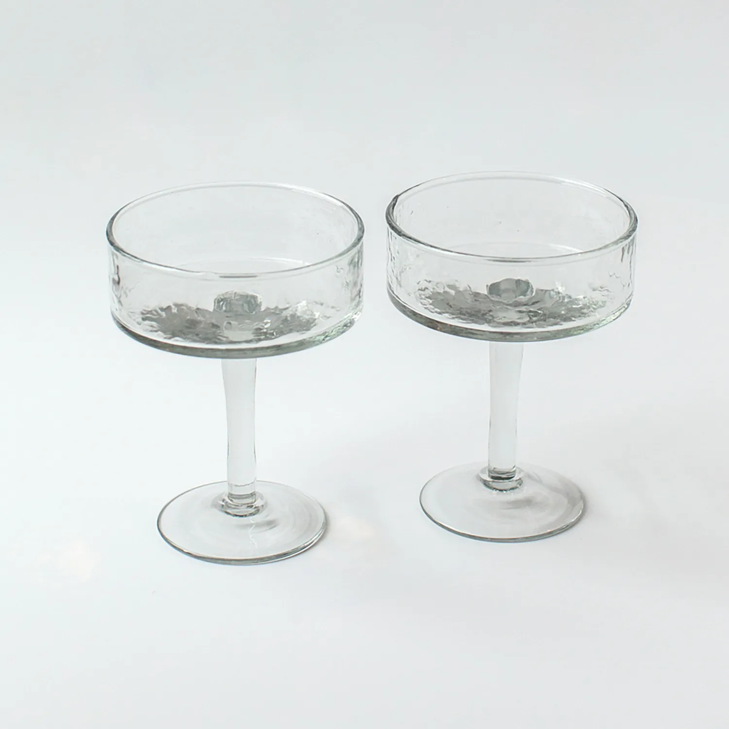 Powered by People Handblown Hammered Coupe Cocktail Glasses, Set of 4