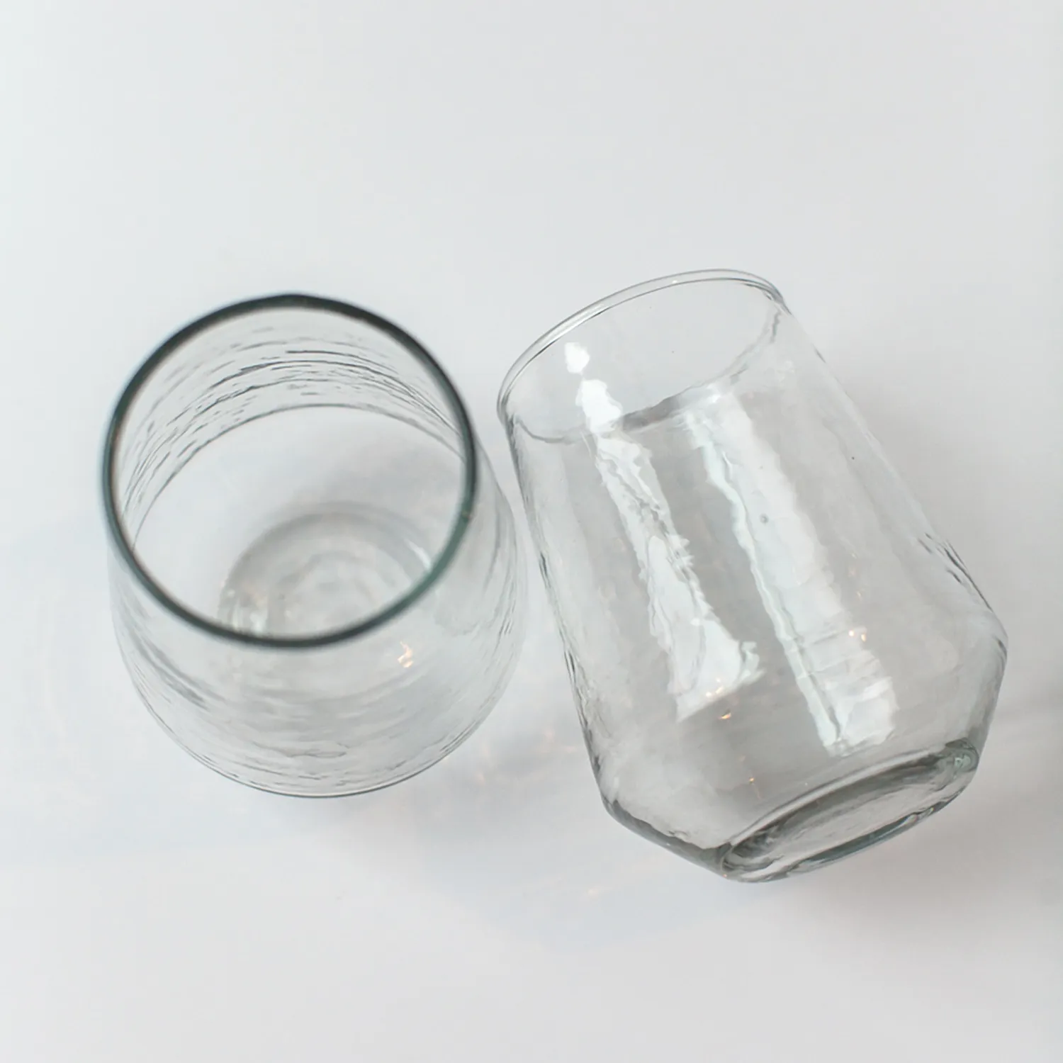 Powered by People Handblown Hammered Tumbler Glasses, Set of 4