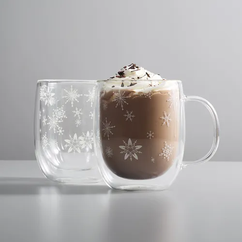 Sur La Table Double-Wall Snowflake Mugs, Set of 2