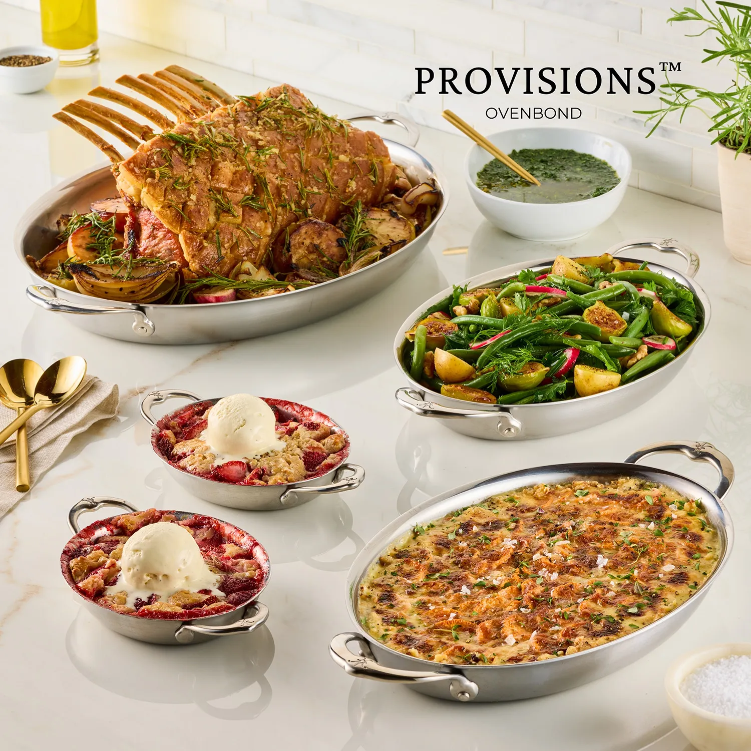 Hestan Provisions Stainless Steel Oval Au Gratin Dishes, Set of 2