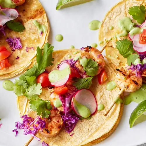 Shrimp Tacos with Avocado Crema