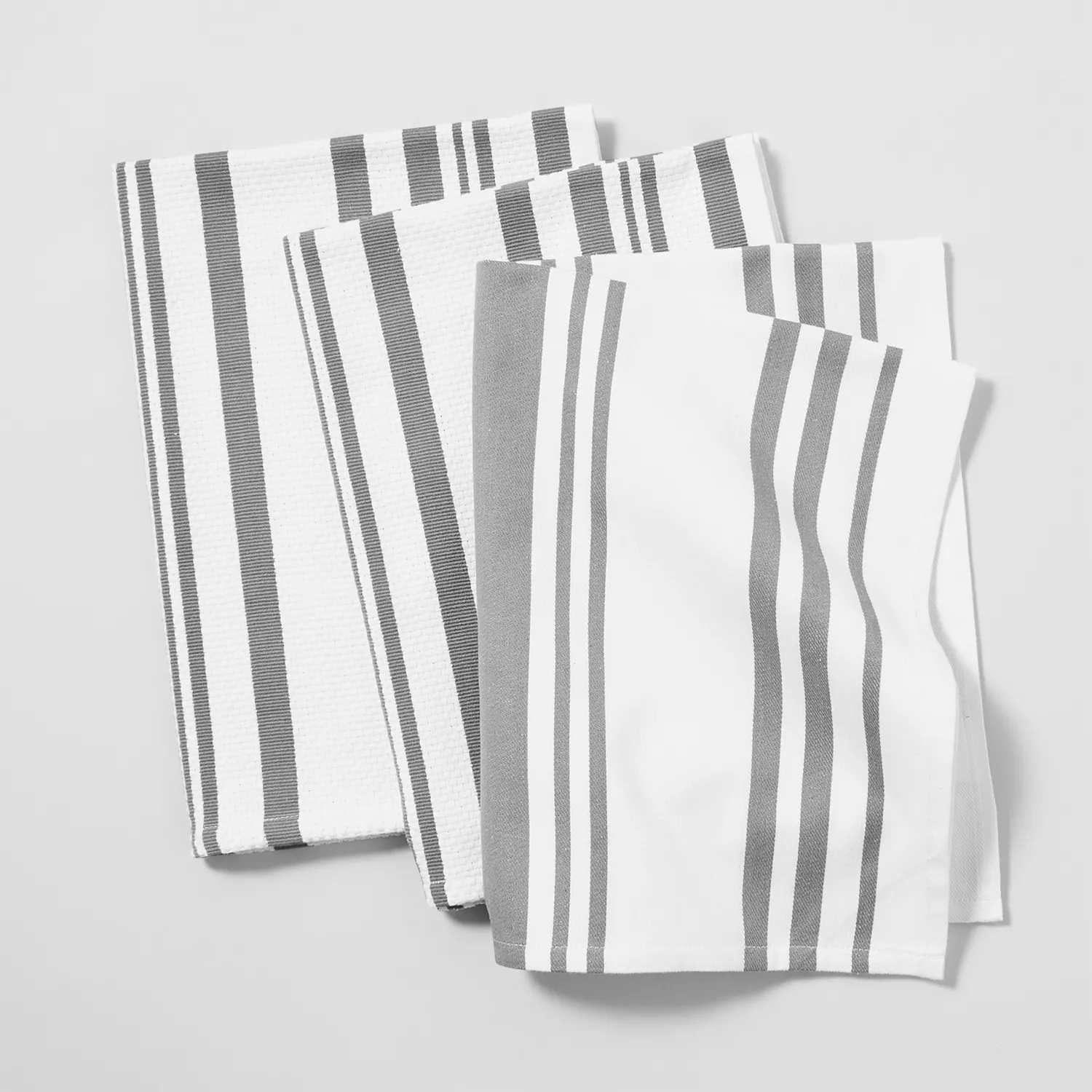 Grey Striped Kitchen Towels Set of 3