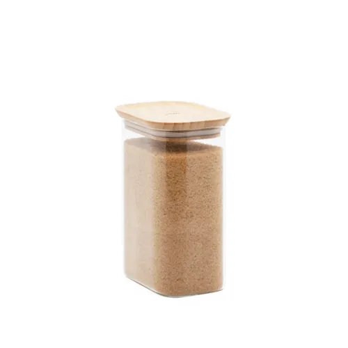 Pebbly Stackable Glass Canister with Bamboo Lid 