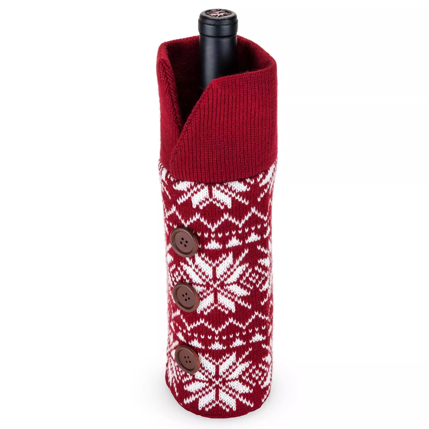 Snowflake Sweater Wine Bag