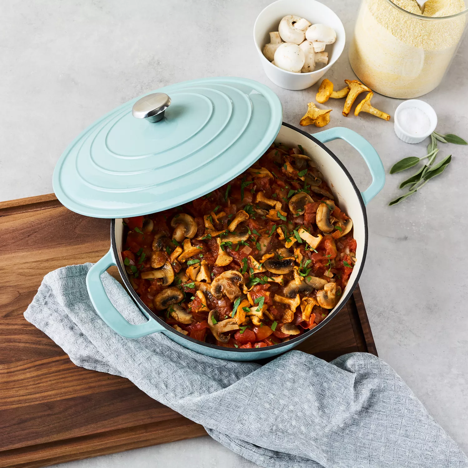 Sur La Table Enameled Cast Iron Round Wide Covered Dutch Oven, 7 qt.