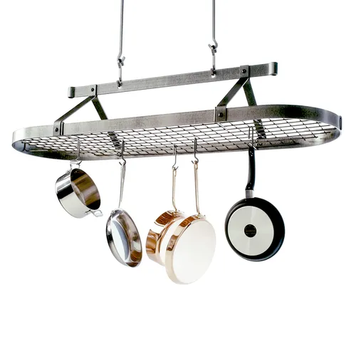 Enclume French Hammered Steel Oval Ceiling Pot Racks