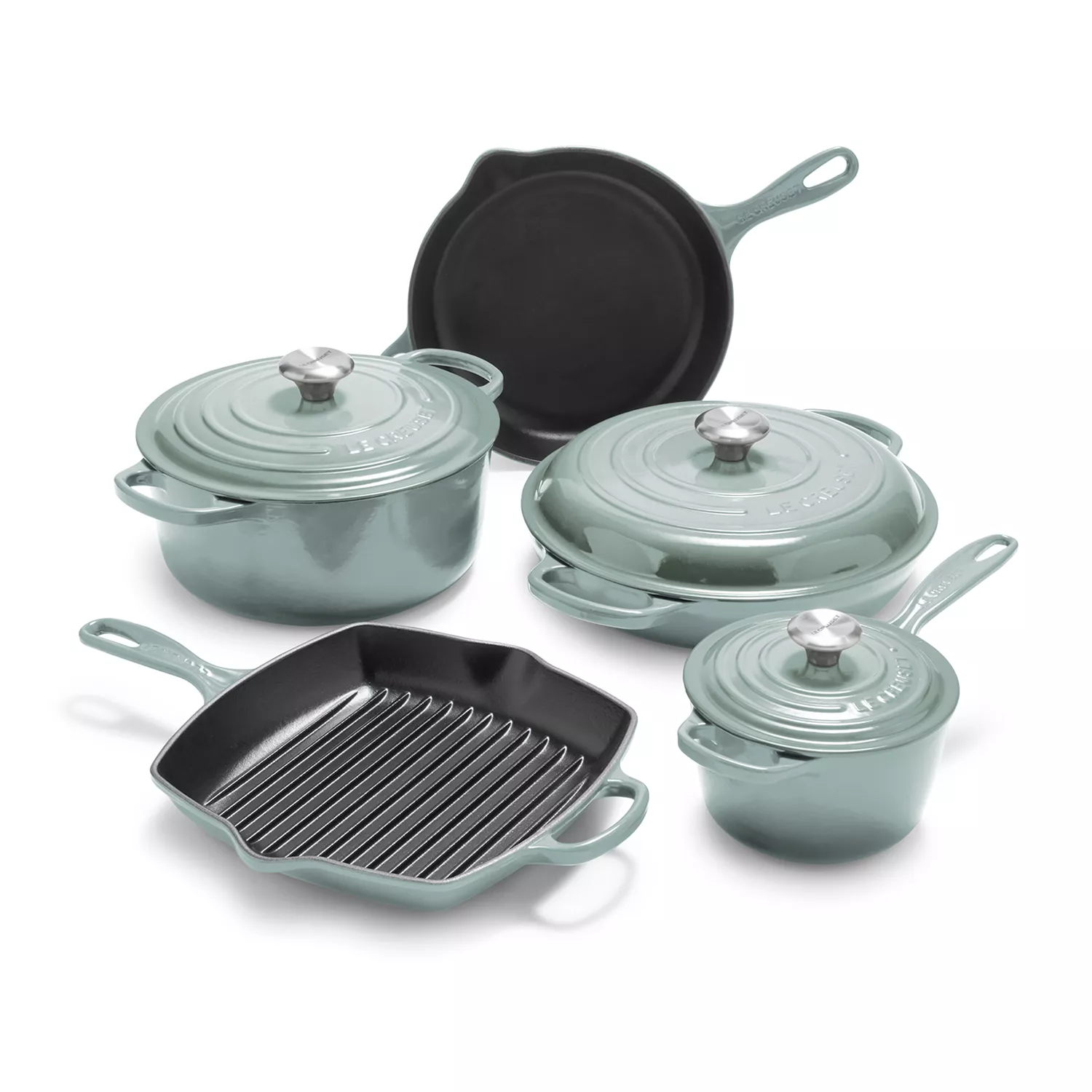 Le Creuset 20 Piece Kitchen Essentials Cookware Set with Enameled  Cast-Iron, Enameled Stoneware and Toughened Non-Stick - White: Home &  Kitchen