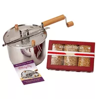Whirly Pop Stainless Steel Whirley Pop with Hull-less Popcorn Box Set