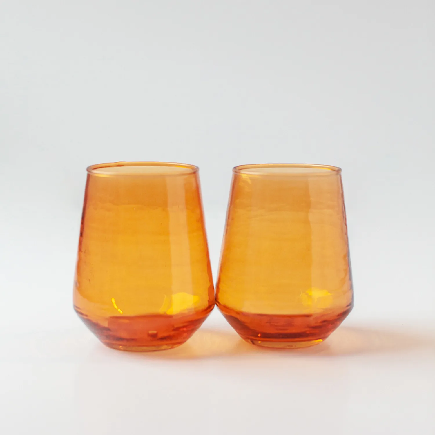 Powered by People Handblown Hammered Tumbler Glasses, Set of 4